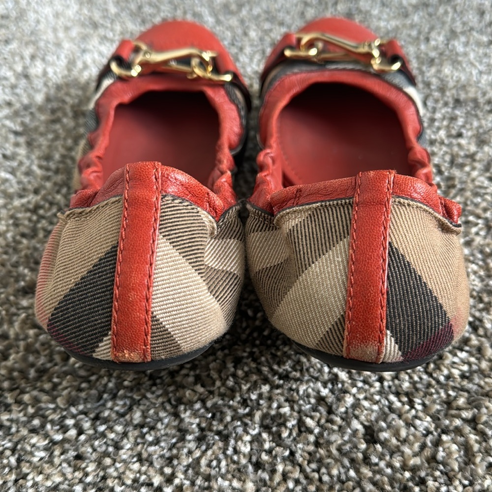 Burberry Flat Shoes, Size 38, Orange, Plaid - Picture 2 of 7